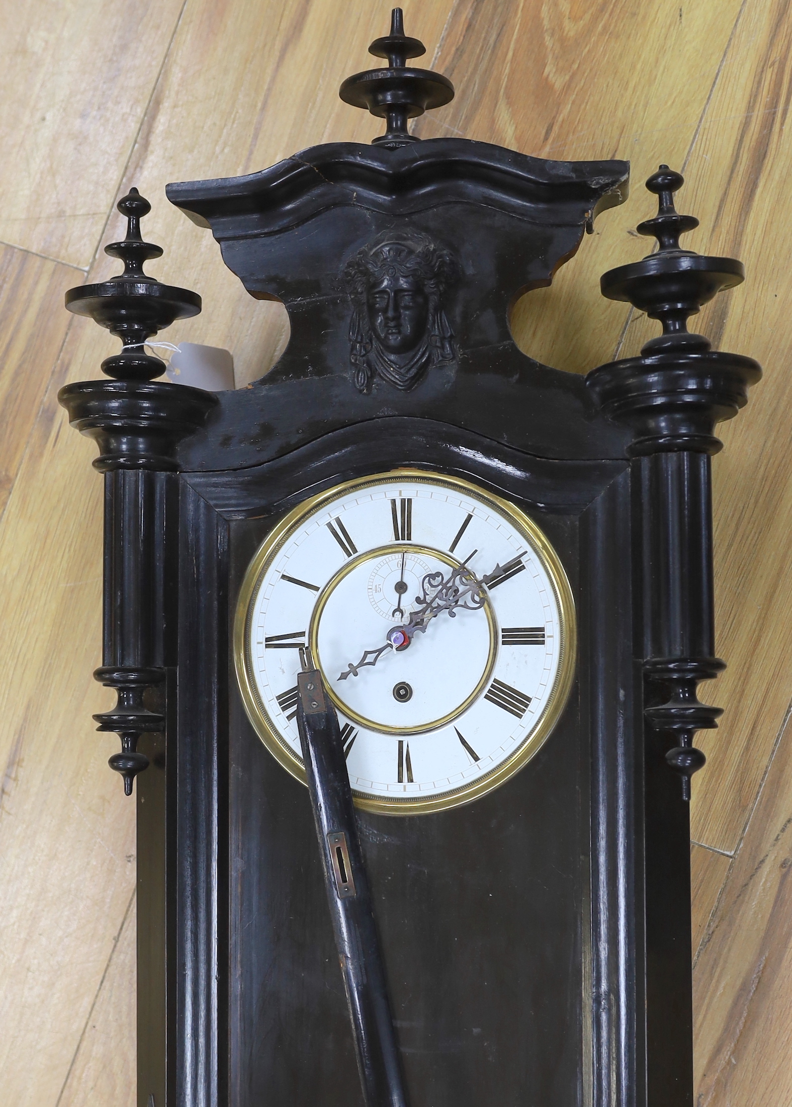 A late 19th century ebonised Viennese regulator, approx. 122cm high